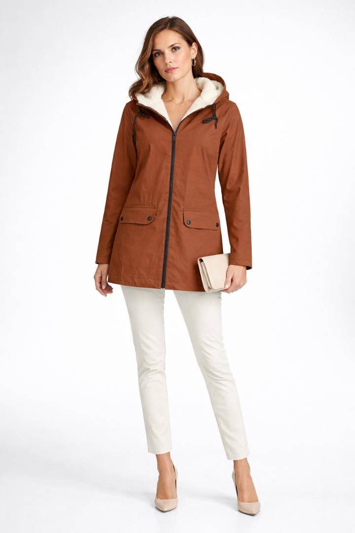 Cappotto Trench da Donna con Cappuccio e Doppio Chiusura