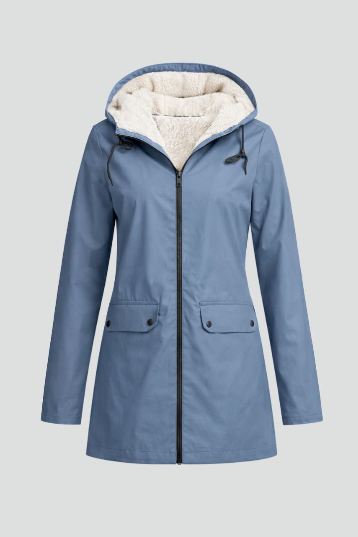 Cappotto Trench da Donna con Cappuccio e Doppio Chiusura