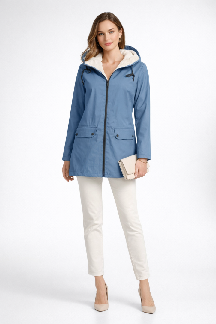 Cappotto Trench da Donna con Cappuccio e Doppio Chiusura
