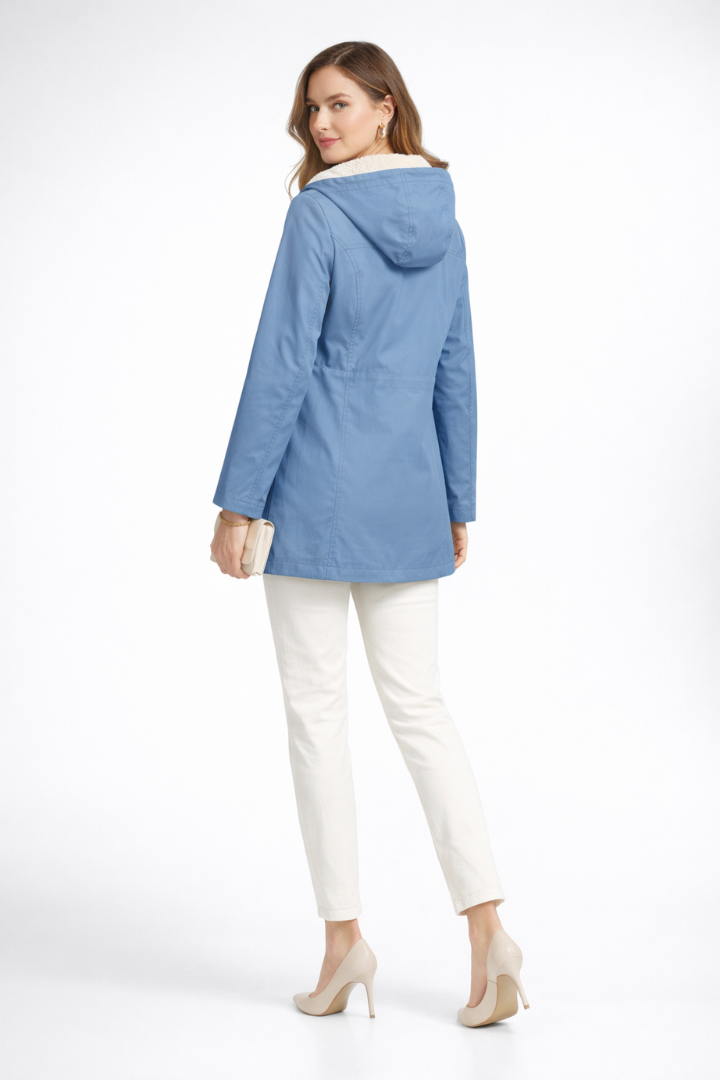 Cappotto Trench da Donna con Cappuccio e Doppio Chiusura