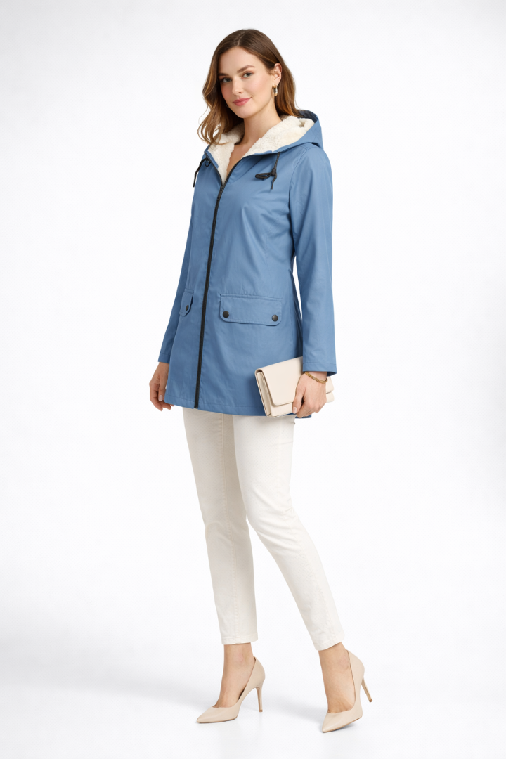 Cappotto Trench da Donna con Cappuccio e Doppio Chiusura
