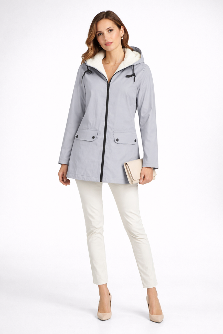Cappotto Trench da Donna con Cappuccio e Doppio Chiusura