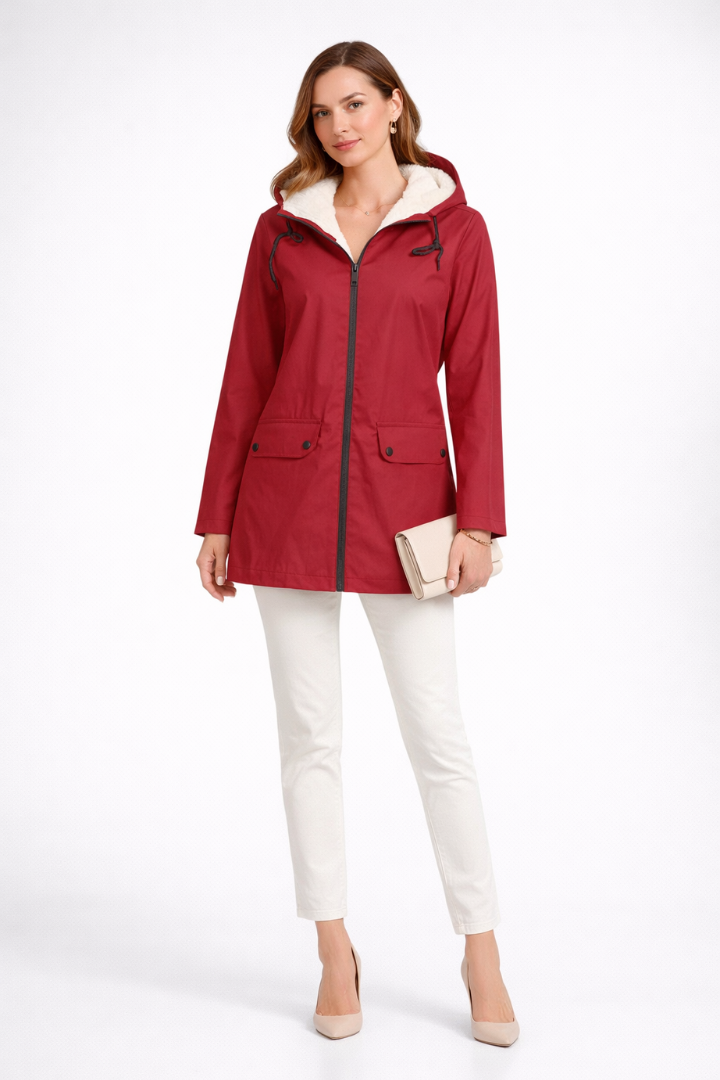 Cappotto Trench da Donna con Cappuccio e Doppio Chiusura