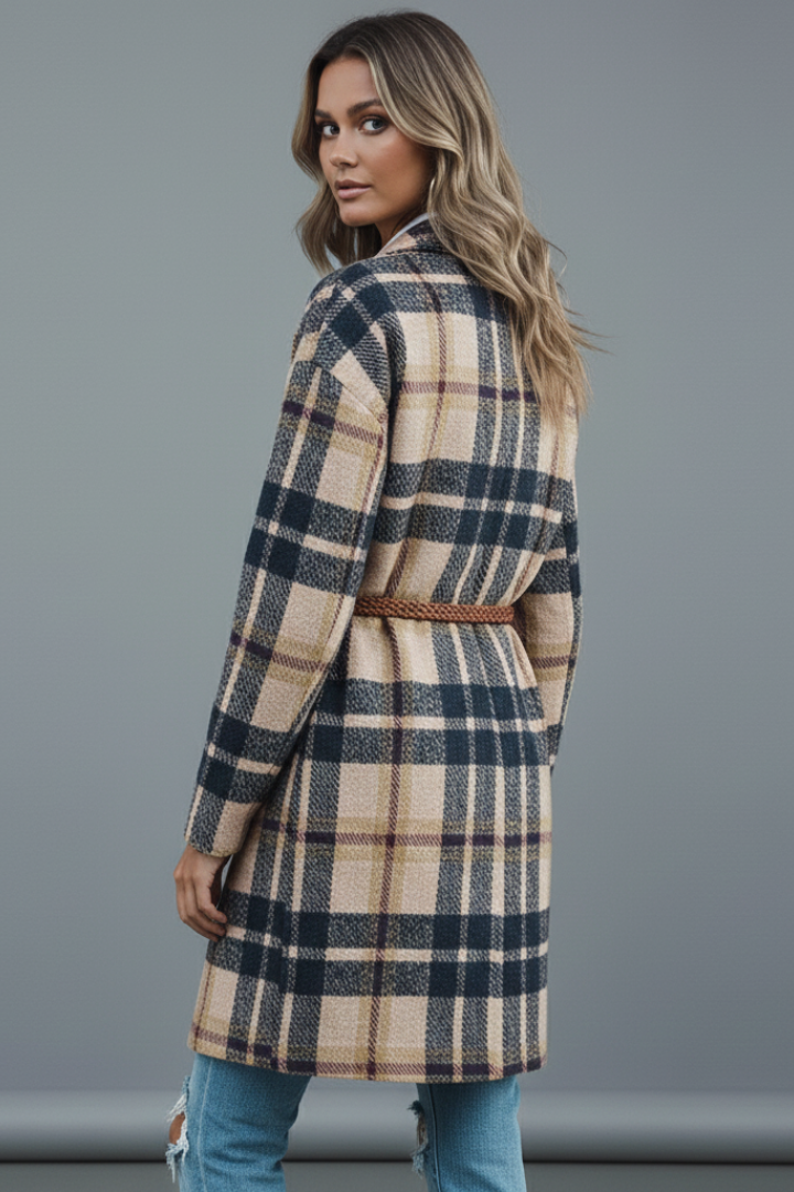 Cappotto lungo da donna con bottoni e colletto