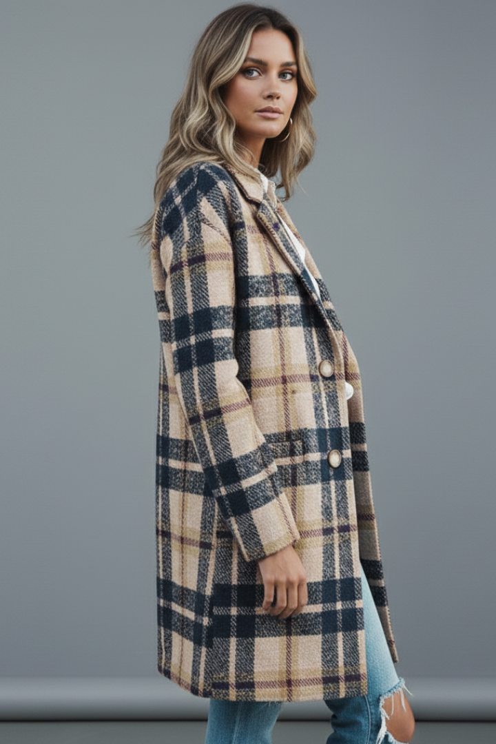 Cappotto lungo da donna con bottoni e colletto