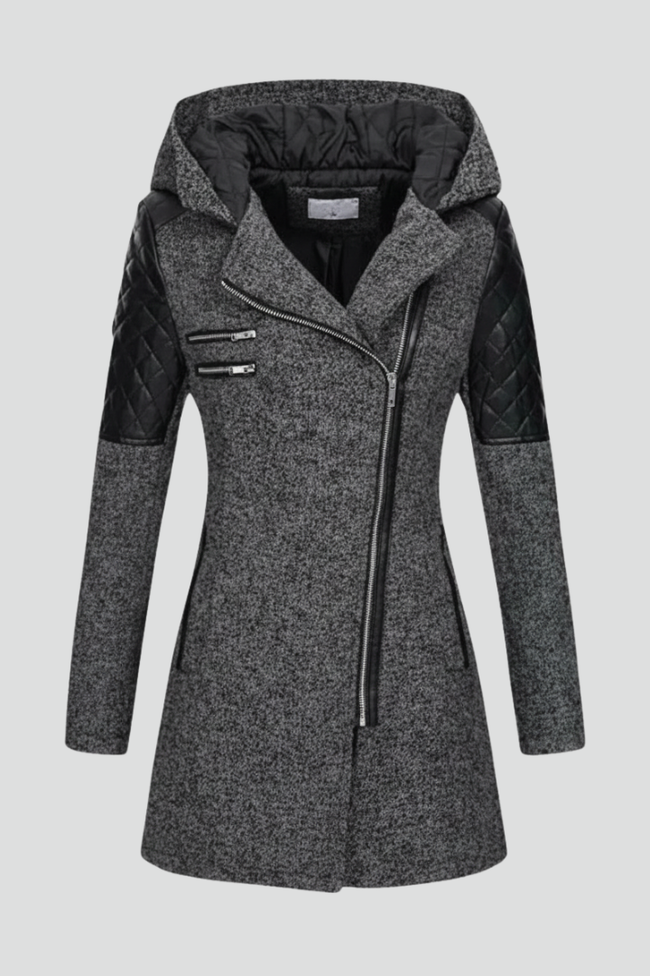 Cappotto Lungo da Donna con Cappuccio e Zip