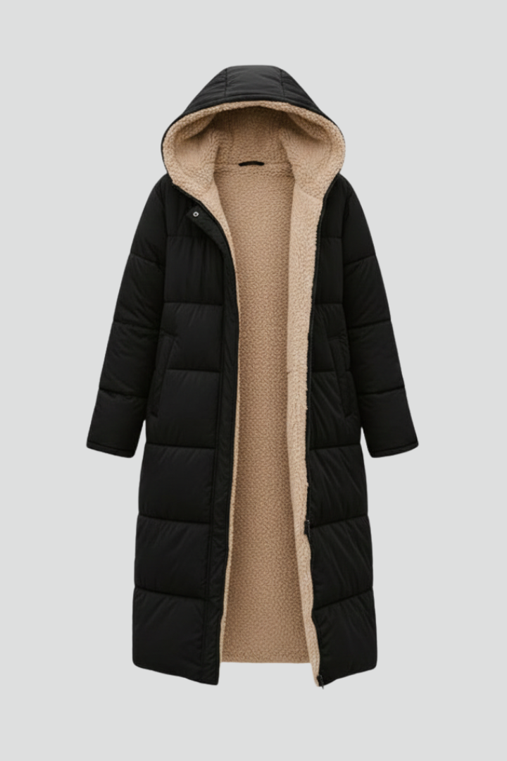 Cappotto Lungo da Donna con Cappuccio e Zip