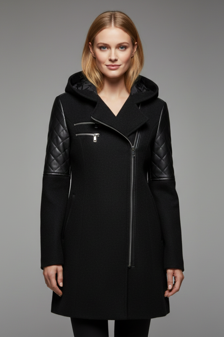Cappotto Lungo da Donna con Cappuccio e Zip