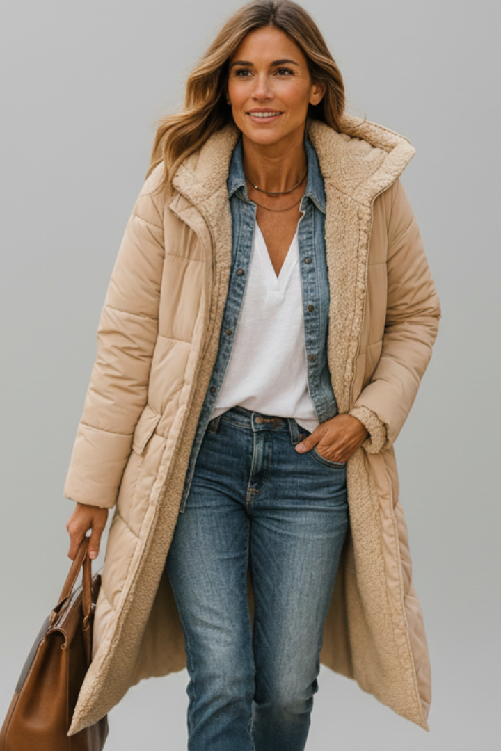 Cappotto Lungo da Donna con Cappuccio e Zip