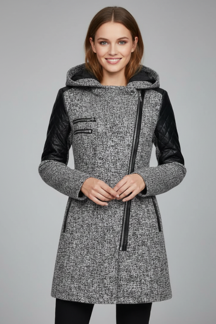Cappotto Lungo da Donna con Cappuccio e Zip