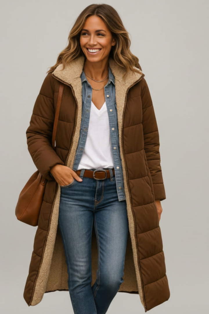 Cappotto Lungo da Donna con Cappuccio e Zip