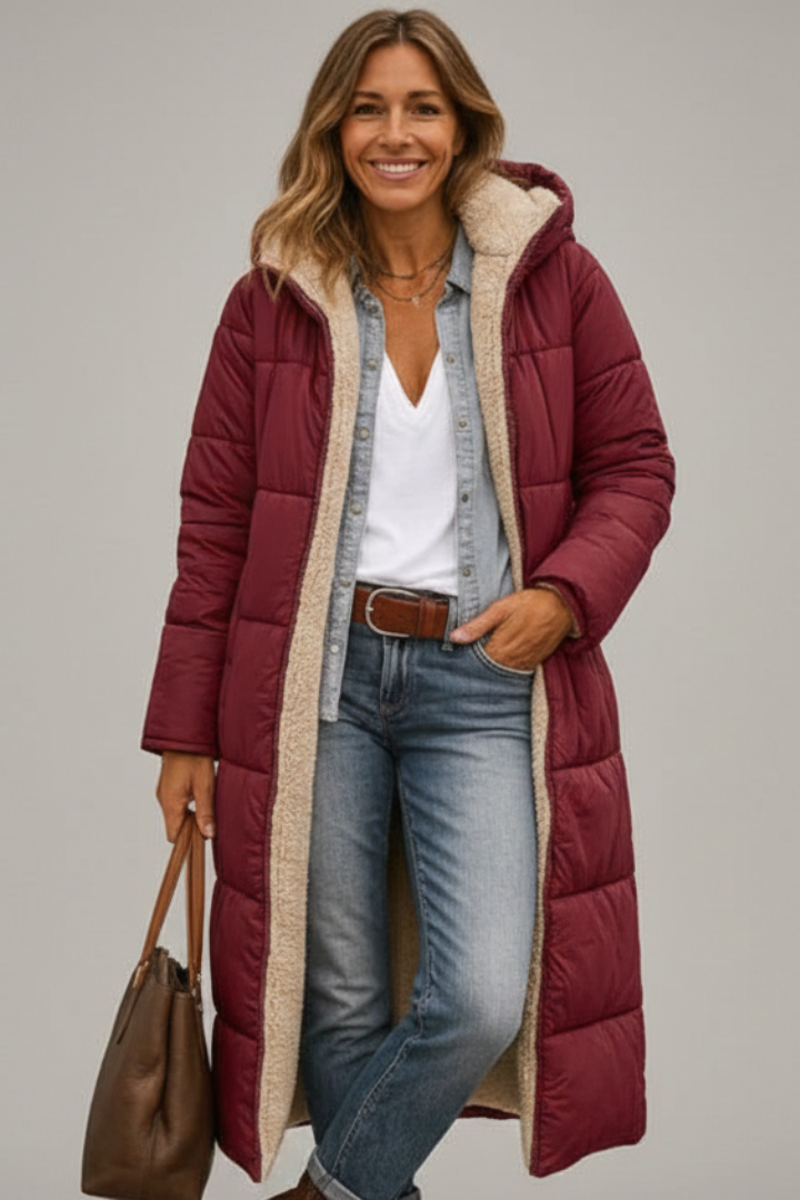 Cappotto Lungo da Donna con Cappuccio e Zip