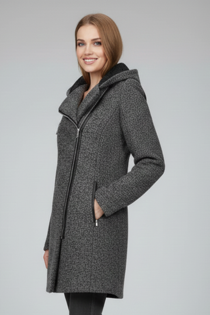 Cappotto Lungo da Donna con Cappuccio e Zip