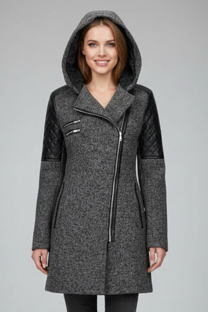 Cappotto Lungo da Donna con Cappuccio e Zip