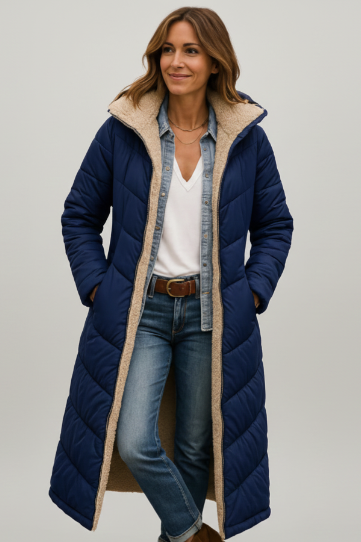 Cappotto Lungo da Donna con Cappuccio e Zip