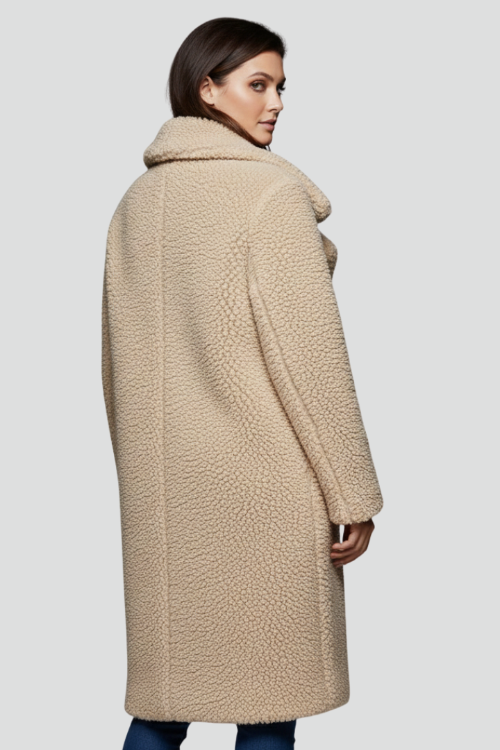 Cappotto Lungo da Donna con Superficie Texturizzata e Collo Ampio