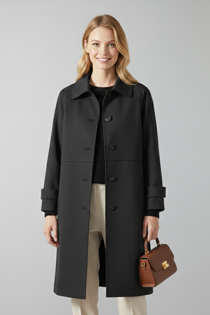 Cappotto da Donna a Mezzo Lunghezza con Bottoni e Tasche