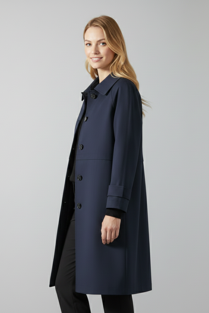 Cappotto da Donna a Mezzo Lunghezza con Bottoni e Tasche