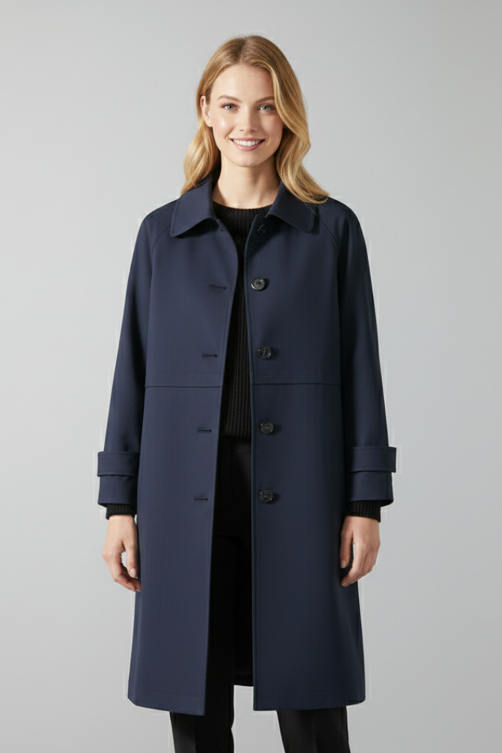 Cappotto da Donna a Mezzo Lunghezza con Bottoni e Tasche