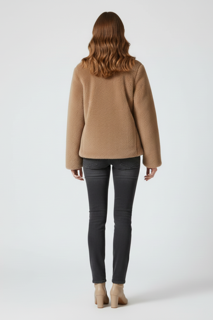 Cappotto Teddy da Donna con Zip e Orlo Regolabile
