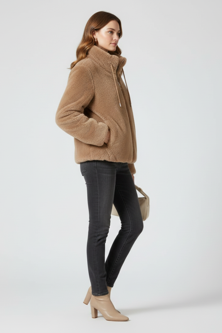 Cappotto Teddy da Donna con Zip e Orlo Regolabile