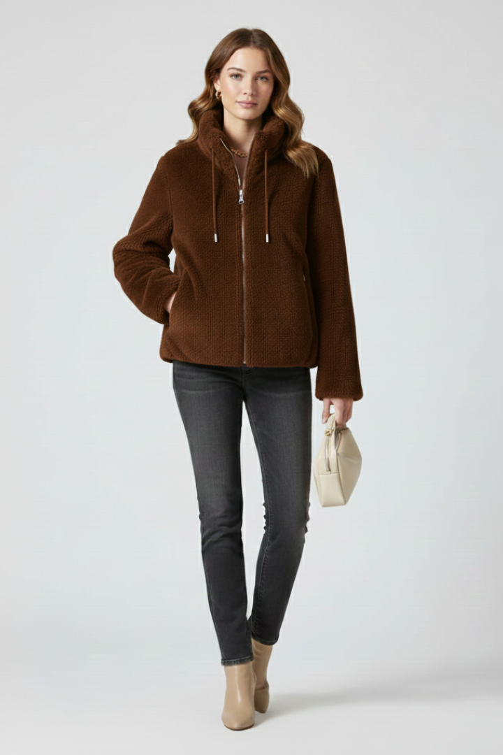 Cappotto Teddy da Donna con Zip e Orlo Regolabile