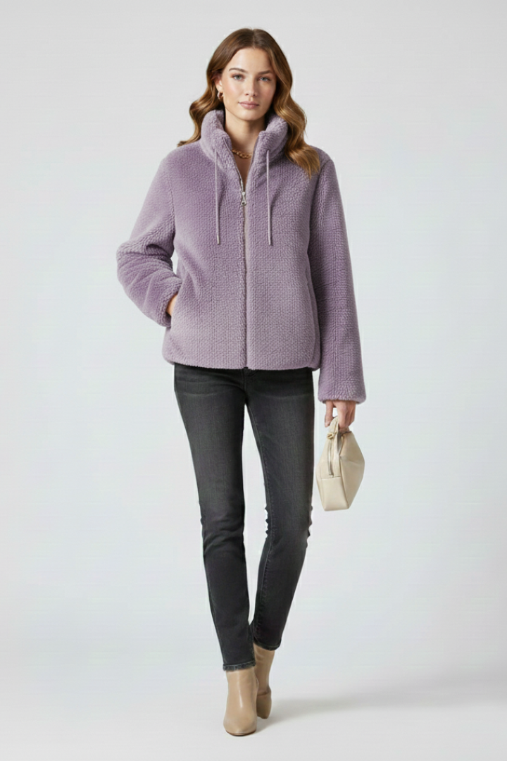 Cappotto Teddy da Donna con Zip e Orlo Regolabile