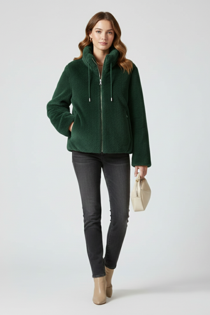 Cappotto Teddy da Donna con Zip e Orlo Regolabile