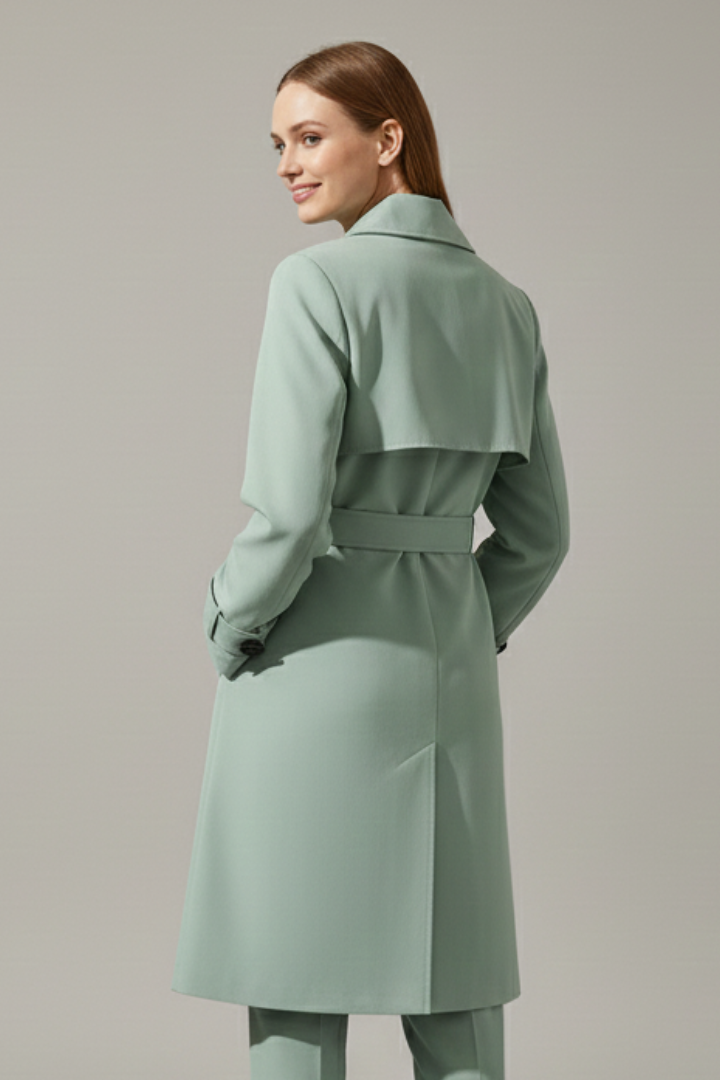 Trench da Donna con Cintura e Chiusura Frontale a Bottone