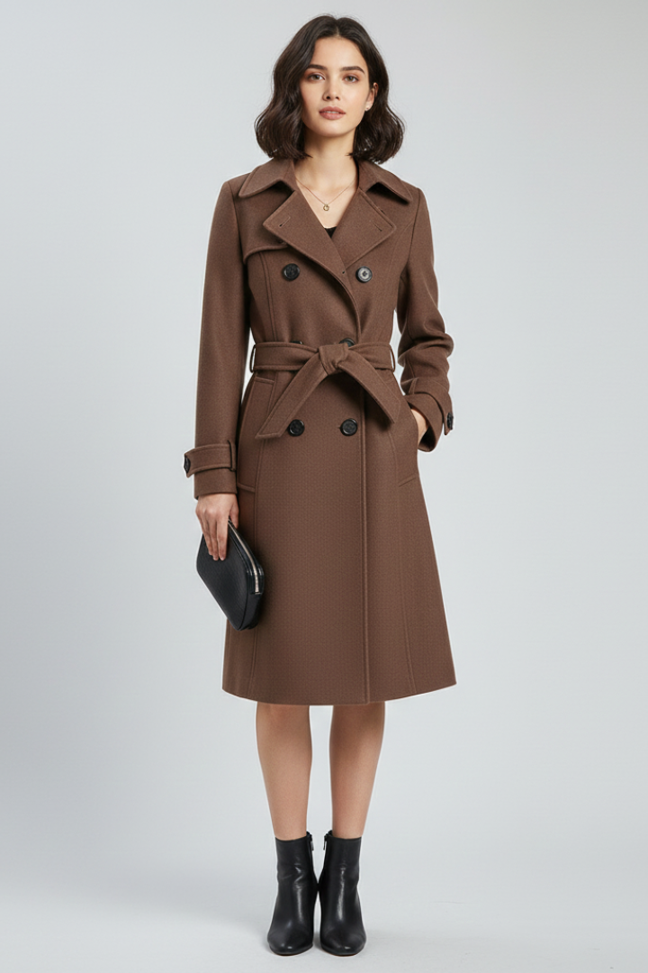 Cappotto Trench da Donna con Cintura e Bottoni Doppio
