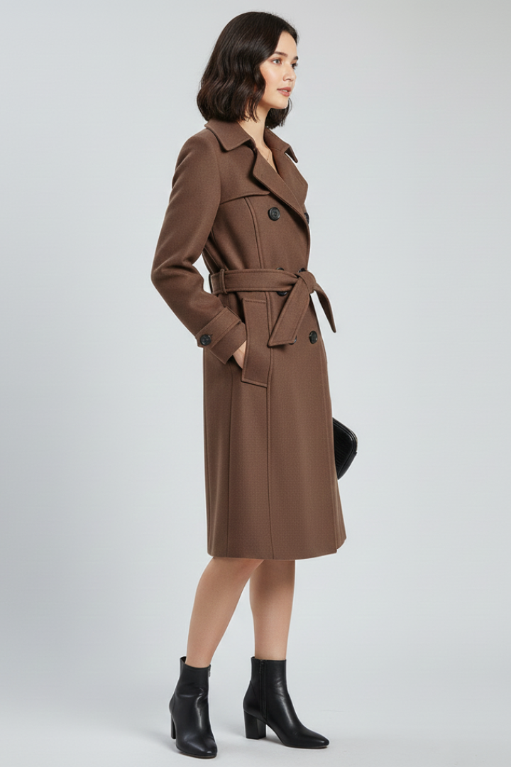 Cappotto Trench da Donna con Cintura e Bottoni Doppio