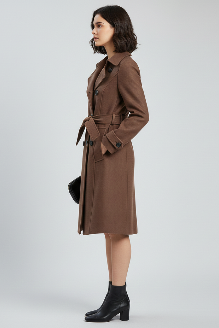 Cappotto Trench da Donna con Cintura e Bottoni Doppio