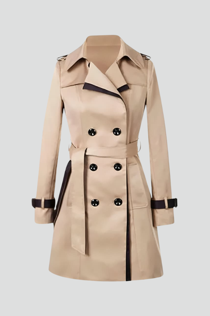 Trench Coat da Donna con Cintura e Superficie Texturizzata
