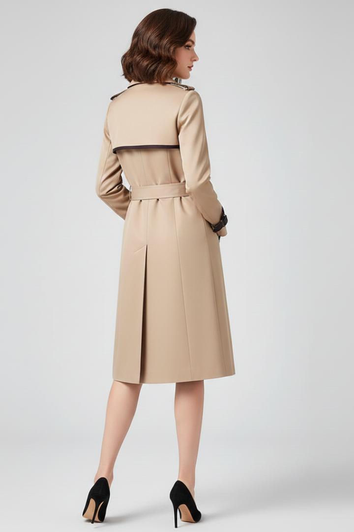 Trench Coat da Donna con Cintura e Superficie Texturizzata