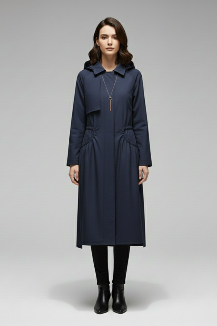 Cappotto Trench da Donna con Cappuccio e Cintura Regolabile