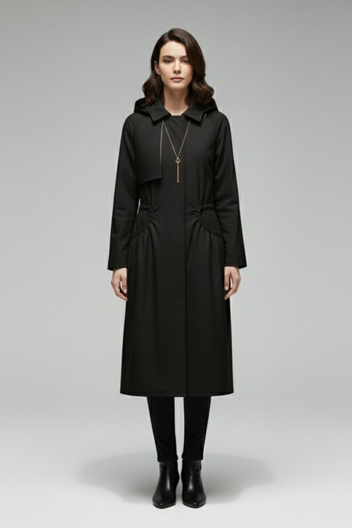 Cappotto Trench da Donna con Cappuccio e Cintura Regolabile