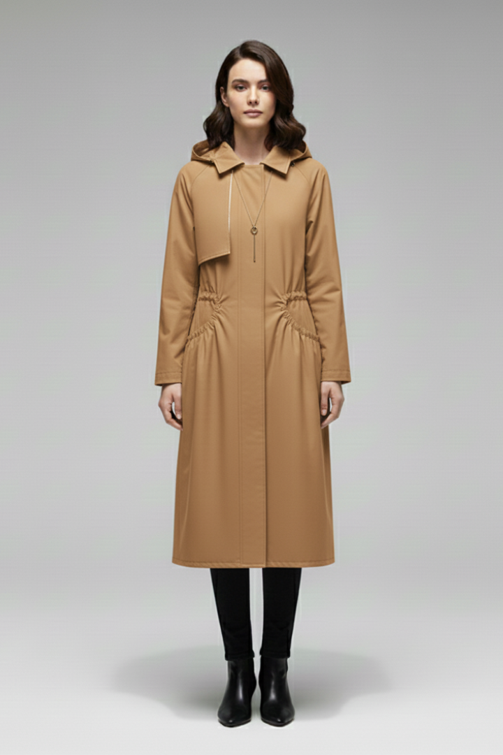 Cappotto Trench da Donna con Cappuccio e Cintura Regolabile