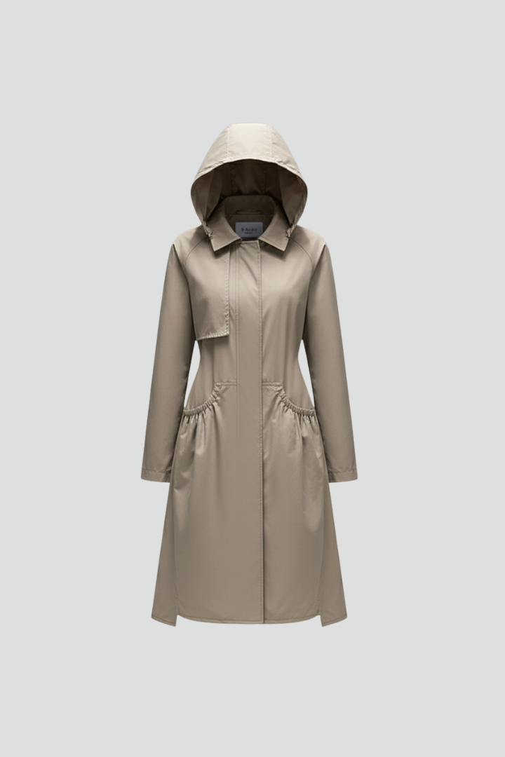 Cappotto Trench da Donna con Cappuccio e Cintura Regolabile