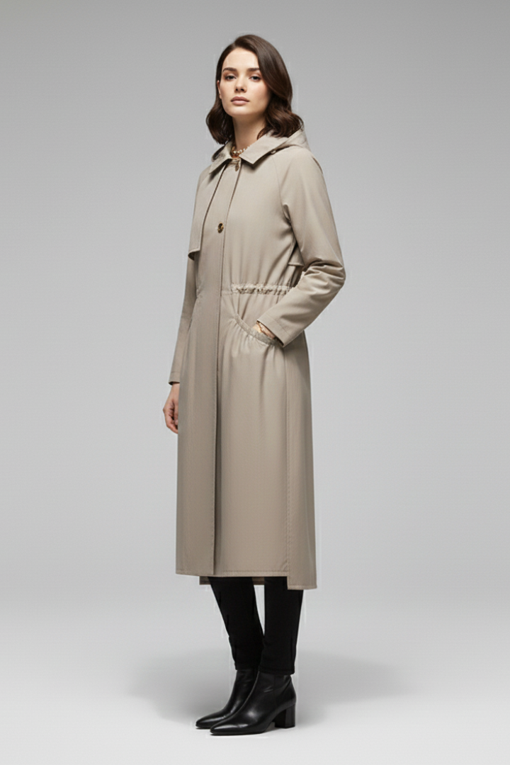 Cappotto Trench da Donna con Cappuccio e Cintura Regolabile