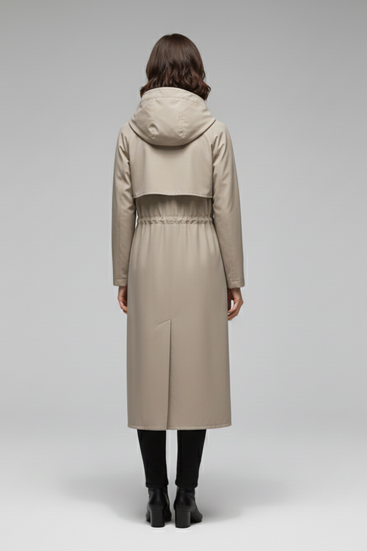 Cappotto Trench da Donna con Cappuccio e Cintura Regolabile