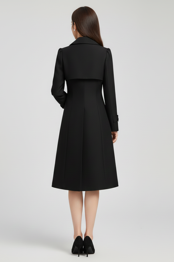 Cappotto Trench da Donna con Rever a Punta e Chiusura con Bottone