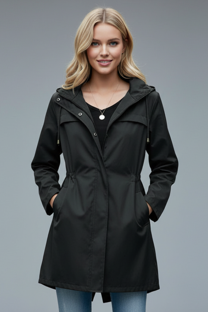 Cappotto Trench da Donna con Chiusura a Zip e Maniche Lunghe