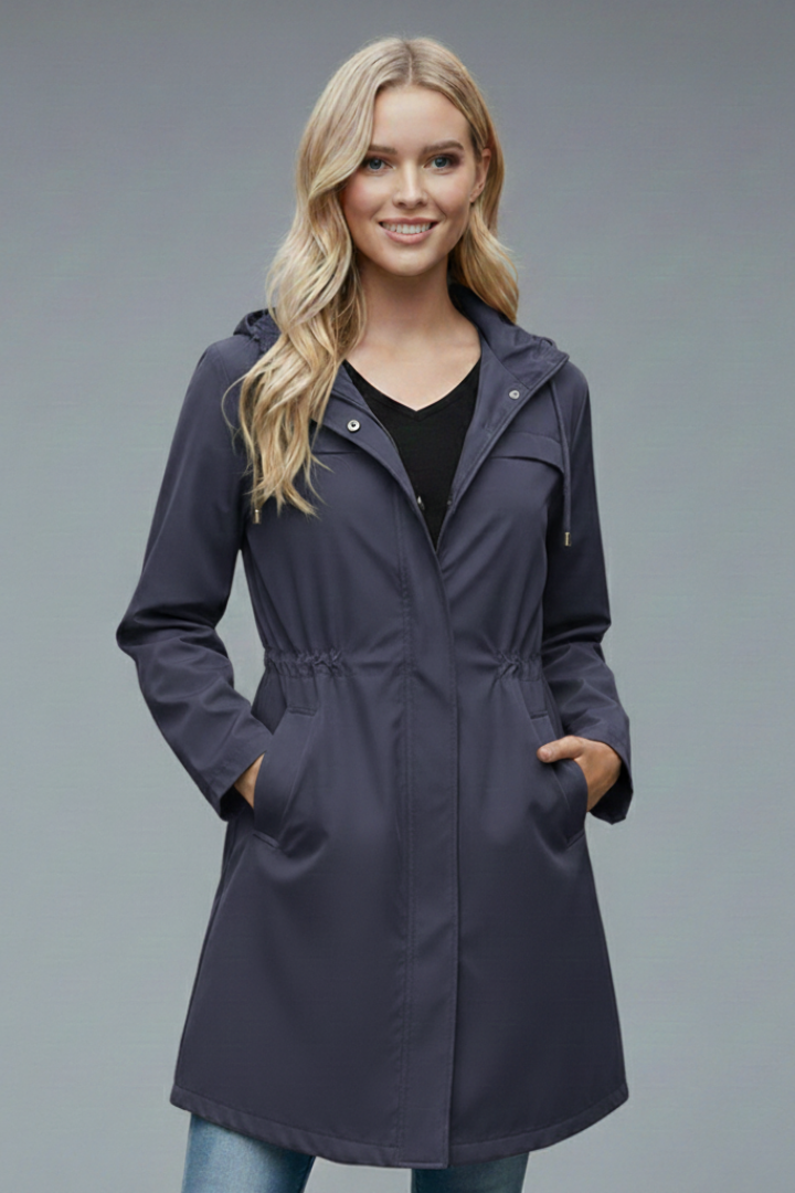Cappotto Trench da Donna con Chiusura a Zip e Maniche Lunghe