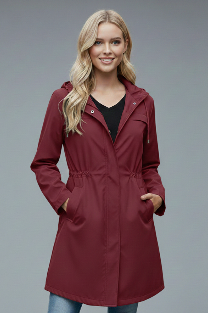 Cappotto Trench da Donna con Chiusura a Zip e Maniche Lunghe